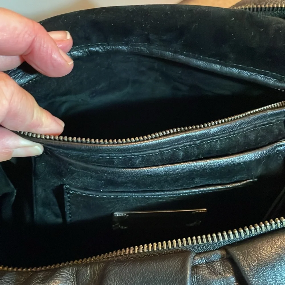 Elle tahari black leather handbag